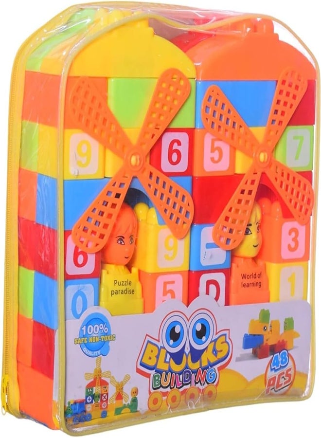 Building Blocks Bag – 48-Piece Multi-Color Set for Creative Play  - Image 1