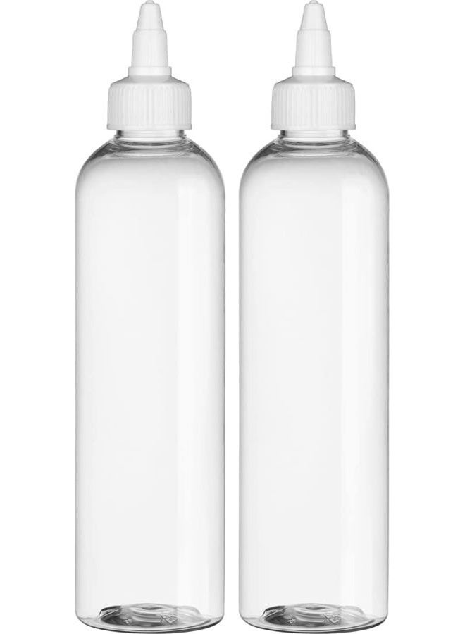 BRIGHTFROM Twist Top Applicator Bottles, 8 OZ Crystal Clear, Squeeze Empty Plastic Bottles, BPA-Free, PET, Refillable, Open/Close Nozzle - Multi Purpose (Pack of 2) - Image 1