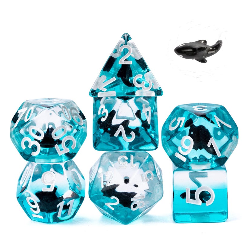 UDIXI Shark DND Dice Set Resin DD Dice Set Blue Ocean Polyhedral for RPG and Other Tabletop Games - Image 3