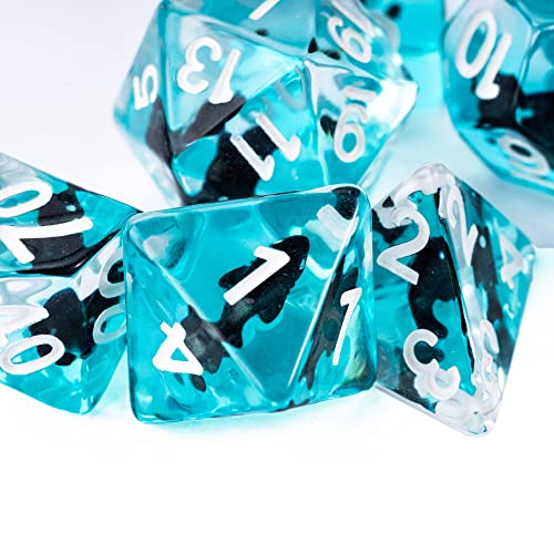 UDIXI Shark DND Dice Set Resin DD Dice Set Blue Ocean Polyhedral for RPG and Other Tabletop Games - Image 5