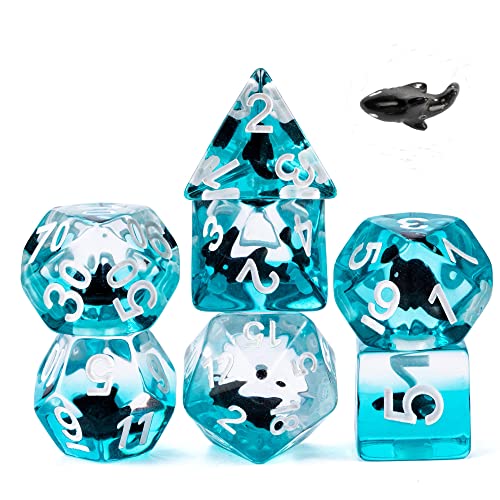 UDIXI Shark DND Dice Set Resin DD Dice Set Blue Ocean Polyhedral for RPG and Other Tabletop Games - Image 1