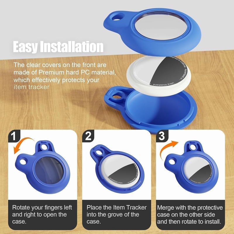 مجموعة MOLOSLEEVE 4 قطع لحامل Airtag، حافظة Air Tag مع سلسلة مفاتيح، [فائقة النحافة][أخف وزنًا] لحافظة Airtag مناسبة للتتبع، حقيبة الظهر، الحقائب، الأمتعة (4 أسود، صغير) - Image 4