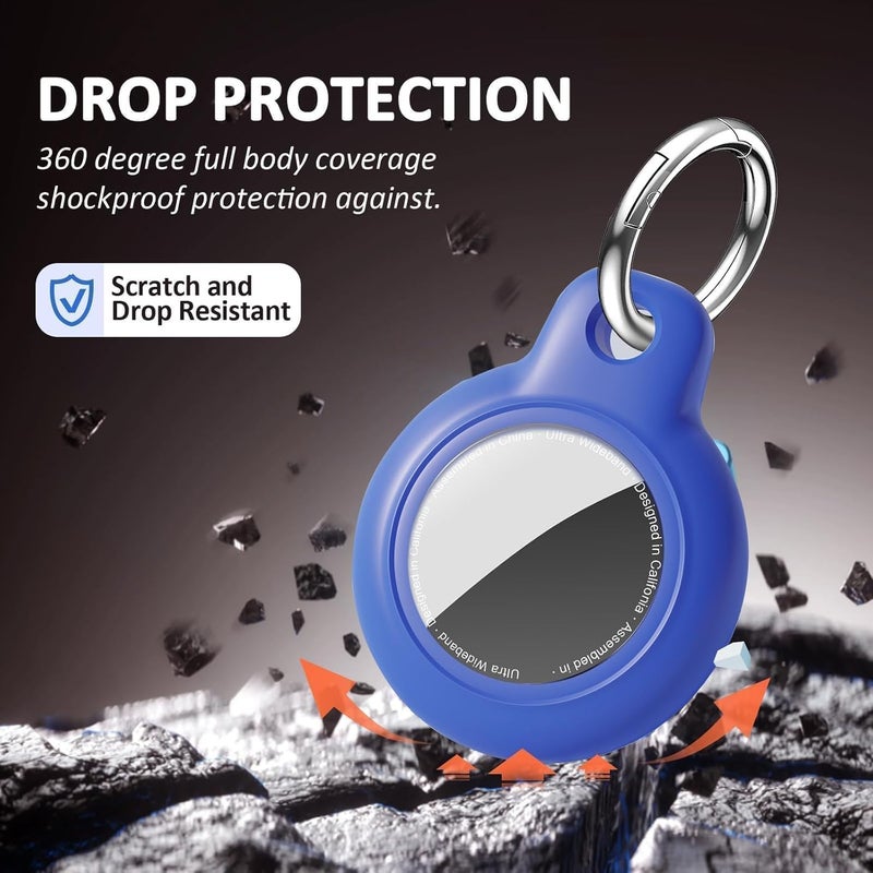 مجموعة MOLOSLEEVE 4 قطع لحامل Airtag، حافظة Air Tag مع سلسلة مفاتيح، [فائقة النحافة][أخف وزنًا] لحافظة Airtag مناسبة للتتبع، حقيبة الظهر، الحقائب، الأمتعة (4 أسود، صغير) - Image 3