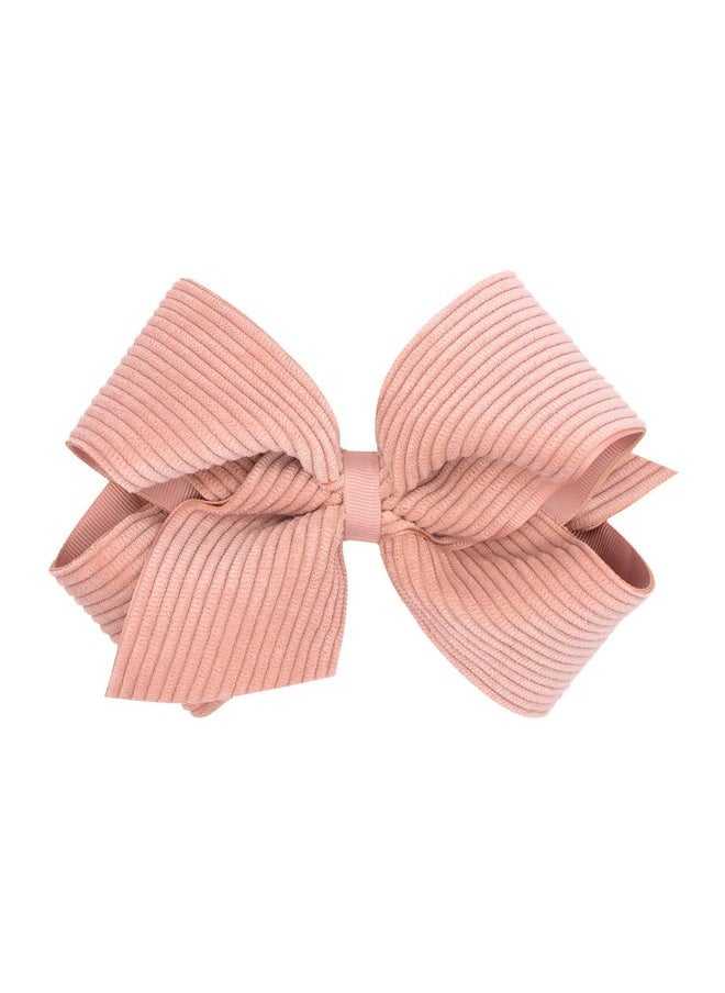 Wee Ones Wee Ones Girls' Grosgrain Bow with Wide Wale Corduroy Overlay on a WeeStay Hair Clip, King, Sweet Nectar  - Image 1