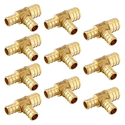EFIELD 10 عبوة EFIELD 3/4" × 1/2" × 1/2" وصلة تي تقليل نحاسية مع شفة، ASTM F1807، (PEX1807082) - Image 1