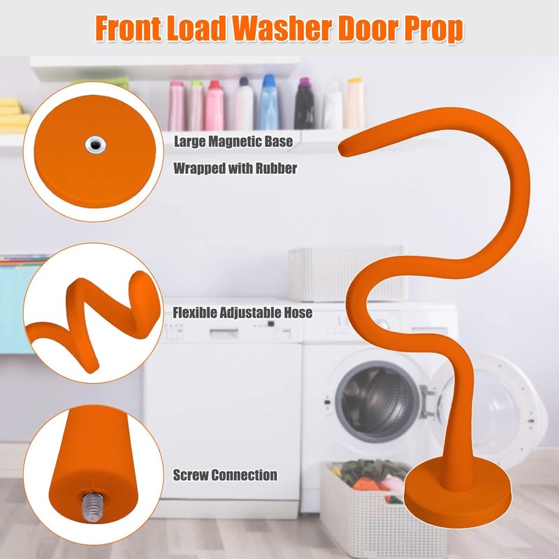 eHuangTools Front Load Washer Door Prop and Stopper - Magnetic Washing Machine Door Holder with 2.6-Inch Magnet Base, Removable Flexible Washer Door Stopper Keep Washer Door Open to Prevent Odors (Orange) - Image 2