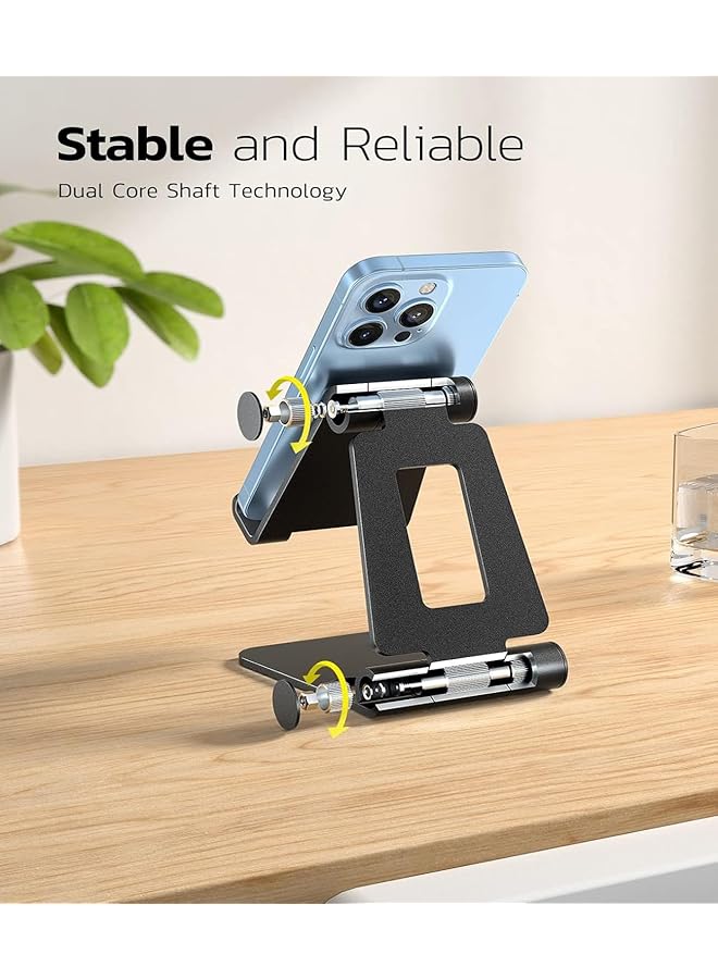 Concretization Dual Folding Cell Phone Stand, Fully Adjustable Foldable Desktop Phone Holder Cradle Dock Compatible With Phone 16 15 14 13 12 11 Pro - Image 5