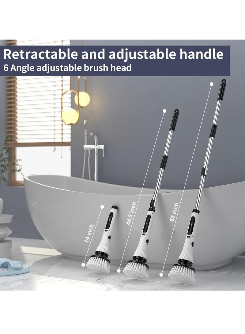 Electric Spin Scrubber,Cordless Cleaning Brush,Electric Toilet Brush with 8 Replaceable Brush Heads,Adjustable Shower Scrubber with Long Handle,2 Adjustable Speeds,for Bathroom,Tub,Toilet,Tile - Image 2