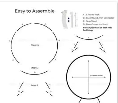 VinsPro slns Round Balloon Decoration Stand for Ceremony, Birthday, Decoration Arch Stand Circle Balloon Arch Frame White Round Balloon Backdrop Frame Height(6feet) Width(5 feet) Strong PVC (Plastic) - Image 2