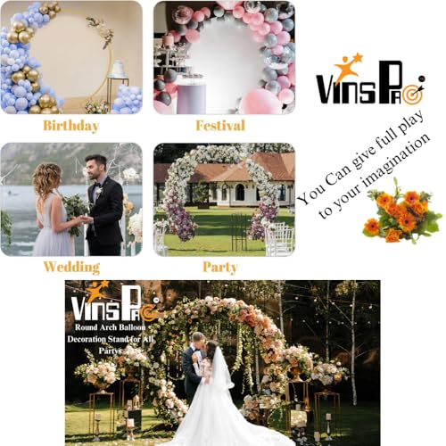 VinsPro slns Round Balloon Decoration Stand for Ceremony, Birthday, Decoration Arch Stand Circle Balloon Arch Frame White Round Balloon Backdrop Frame Height(6feet) Width(5 feet) Strong PVC (Plastic) - Image 5