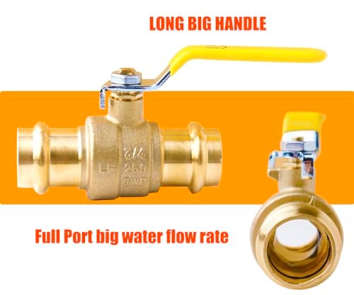 WHK 10 Pack 3/4" Press Propress Ball Valve Pro Press Ball Valve Fittings to Press into 3/4" Copper（Lead-Free,10PCS) - Image 5