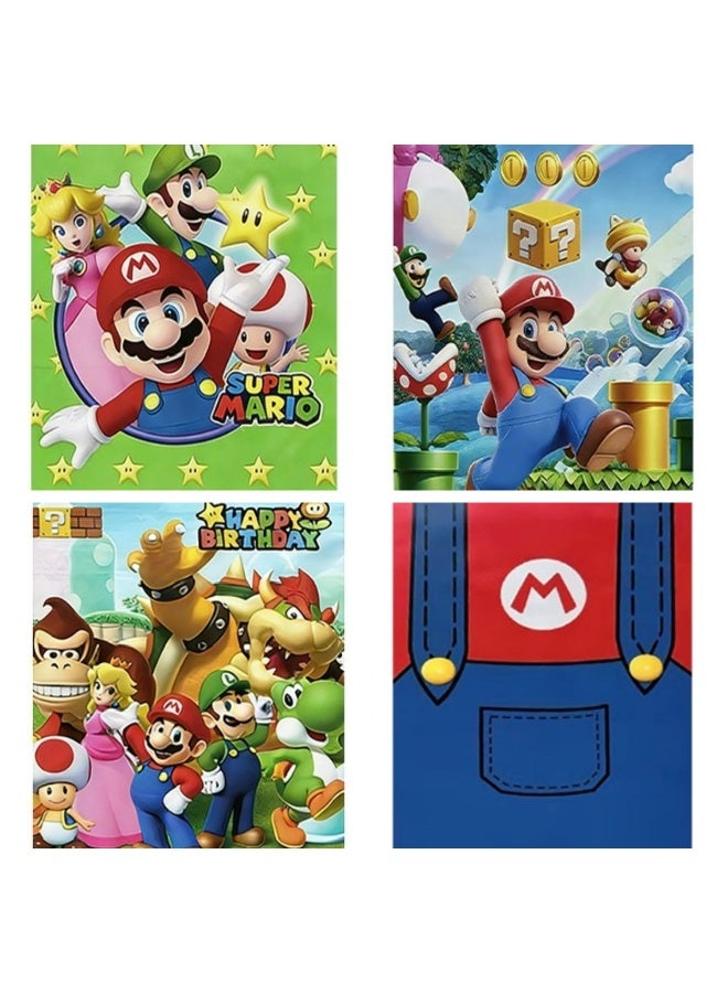 20Pcs Super Mario Party Favor Bags for Kids (4 Designs, 5 Each), Awesome Mario Gift Bags with Handles, Mario Goodie Bags for Birthday Party Candy Treat Bags, Birthday Party Decoration Supplies