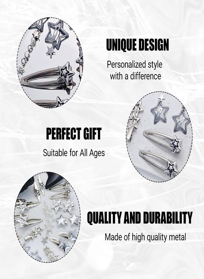 panthra 20 PCS Y2k Star Hair Clips, 10 Styles Lovely Silver Star Barrettes, Not Easy to Fall Off, Can Be Matched According to Different Clothes and Occasions - Image 5