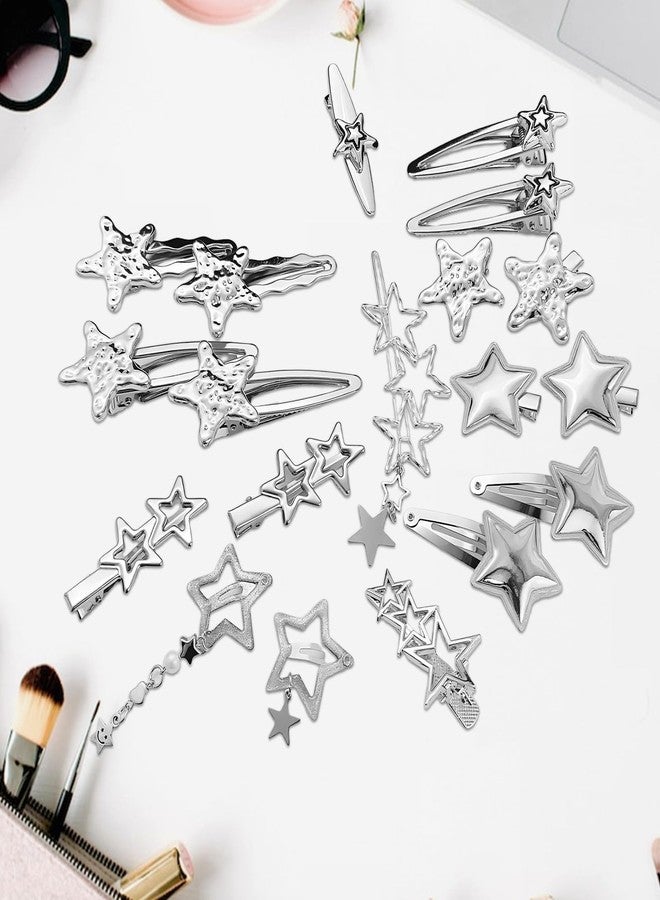 panthra 20 PCS Y2k Star Hair Clips, 10 Styles Lovely Silver Star Barrettes, Not Easy to Fall Off, Can Be Matched According to Different Clothes and Occasions - Image 3