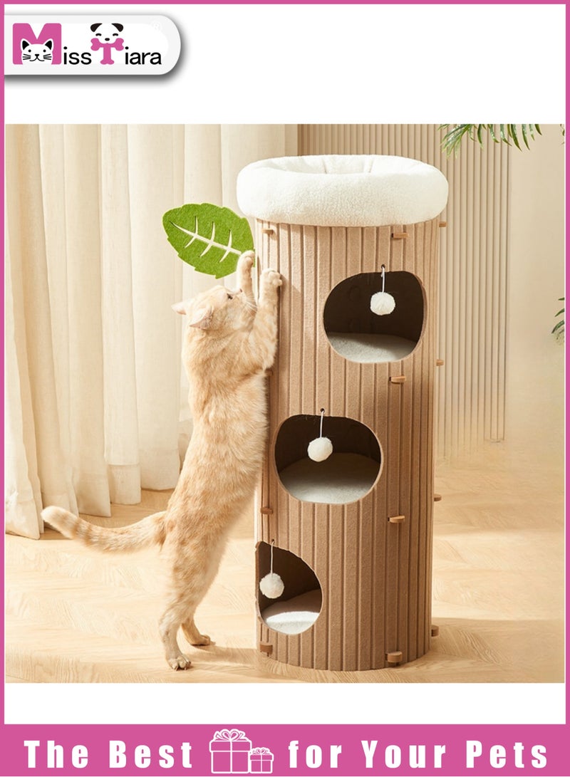 MissTiara Cat Tree, Cat Tower, Multi Level Cat Condos integrated multi layer cat tree hole  good idea for multi cat families cat hiding house for all seasons Size: 98*40cm - Image 1