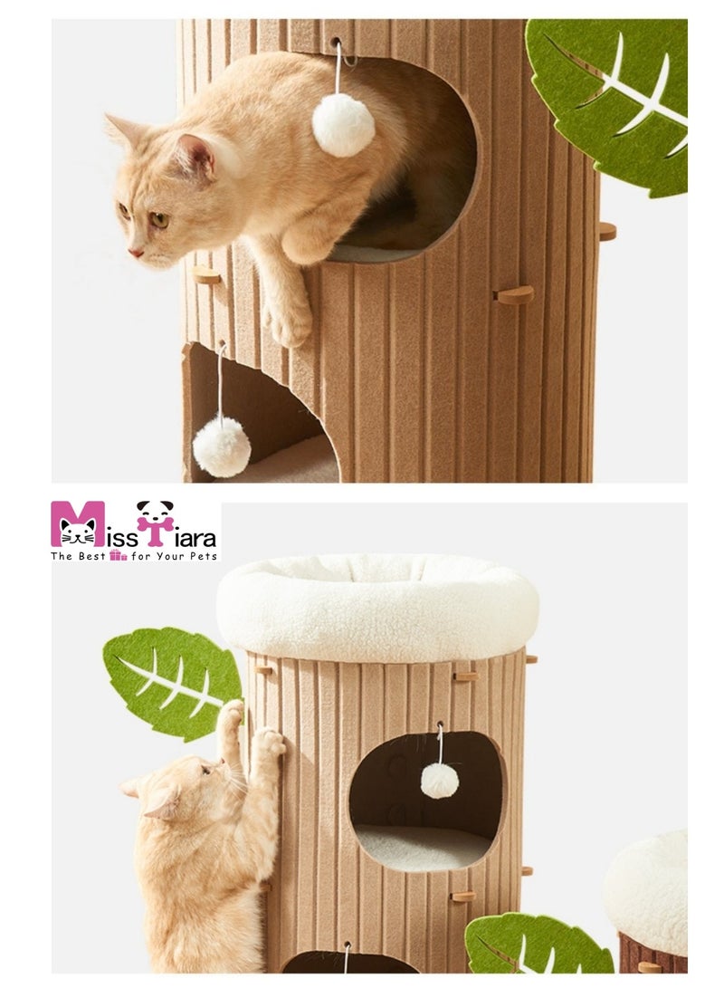 MissTiara Cat Tree, Cat Tower, Multi Level Cat Condos integrated multi layer cat tree hole  good idea for multi cat families cat hiding house for all seasons Size: 98*40cm - Image 2