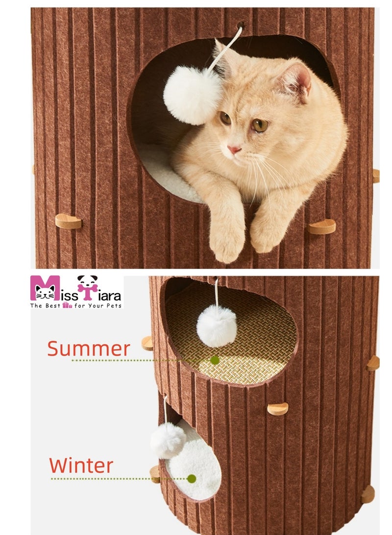 MissTiara Cat Tree, Cat Tower, Multi Level Cat Condos integrated multi layer cat tree hole  good idea for multi cat families cat hiding house for all seasons Size: 98*40cm - Image 4