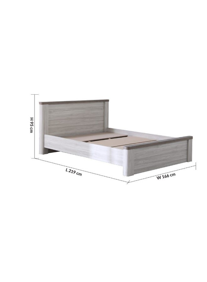 DANUBE HOME Olivos إطار سرير بحجم كوين سرير ملكة تصميم قوي وحديث سرير خشبي مزدوج أثاث سرير مريح لغرفة النوم رمادي رمادي/بلوط - Image 5