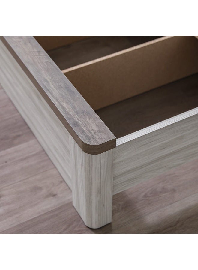 DANUBE HOME Olivos إطار سرير بحجم كوين سرير ملكة تصميم قوي وحديث سرير خشبي مزدوج أثاث سرير مريح لغرفة النوم رمادي رمادي/بلوط - Image 4