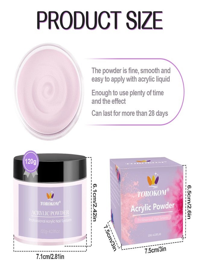 TOROKOM Pink Acrylic Powder, Acrylic Nail Powder Large Capacity Acrylic Dip Powder for Nails Self-Leveling Acrylic Extension Powders, 3D Nail Carving, Long-Lasting, No Nails Lamp Required, 120g/4.23oz - Image 5