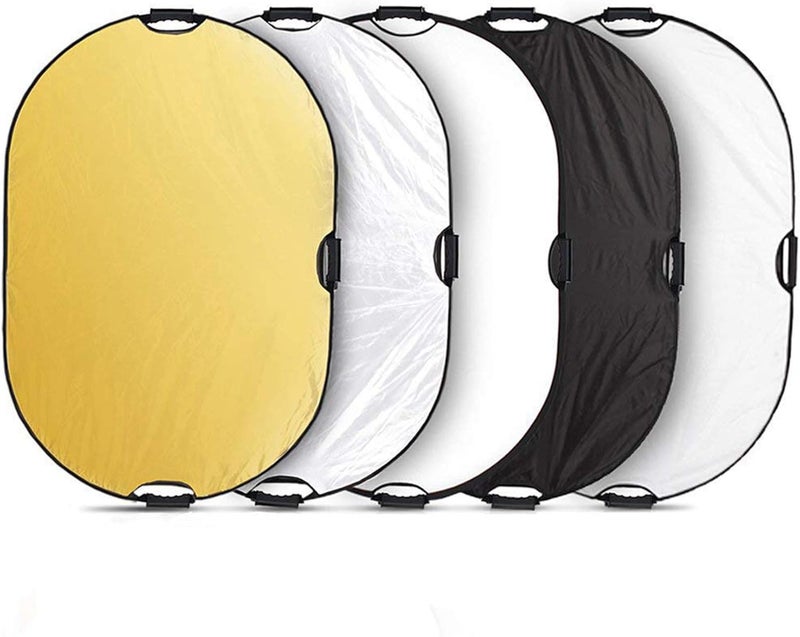Selens 5-in-1 Oval Reflector with Handle for Photography Photo Studio Lighting & Outdoor Lighting (24 x 36 Inch) - Image 1