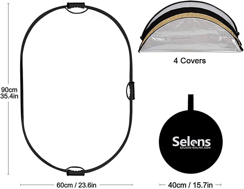 Selens 5-in-1 Oval Reflector with Handle for Photography Photo Studio Lighting & Outdoor Lighting (24 x 36 Inch) - Image 4