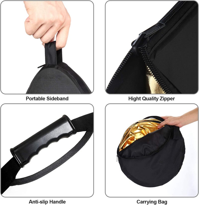 Selens 5-in-1 Oval Reflector with Handle for Photography Photo Studio Lighting & Outdoor Lighting (24 x 36 Inch) - Image 5