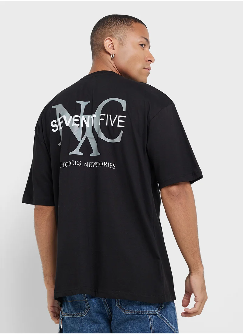 Seventy Five Graphic Print Oversized T-Shirt