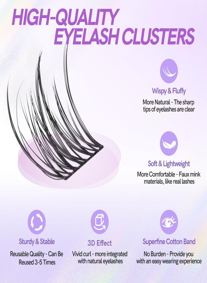 MLEN DIARY Natural Lash Extension Kit 114Pcs Cluster Lashes 10-12MM Wispy Eyelash Extensions Individual Lashes Kit Tweezers DIY at Home by MLEN DIARY - Image 3