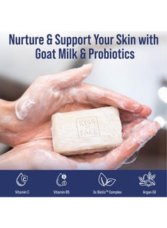 Kiss My face Kiss My Face Goat Milk Bar Soap, With Goat Milk and Probiotics, Nourishes and Invigorates, Bar Soaps for Hands and Body, Cruelty Free and Palm Oil Free, Peach and Apple Blossom Scents, Pack of 3  - Image 4
