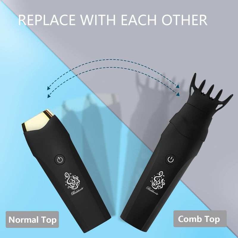 BoSidin موقد بخور مشط قابل لإعادة الشحن عبر USB - العلاج العطري والأناقة في جهاز واحد! استمتع بالاسترخاء المحمول مع شحن خالٍ من المتاعب للمنزل والمكتب والسيارة - X007 (X007-أسود) - Image 4