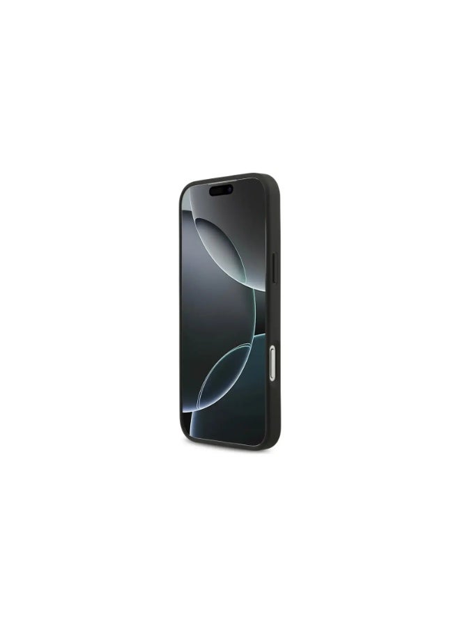 جس جراب Guess 4G من جلد البولي يوريثان مع شعار 4G كبير وشعار كلاسيكي مع حزام معصم لهاتف iPhone 17 Pro Max، حماية من السقوط، تصميم خفيف الوزن، قبضة مريحة، تغليف مستدام، سهل التركيب، تصميم رفيع - أسود - Image 2