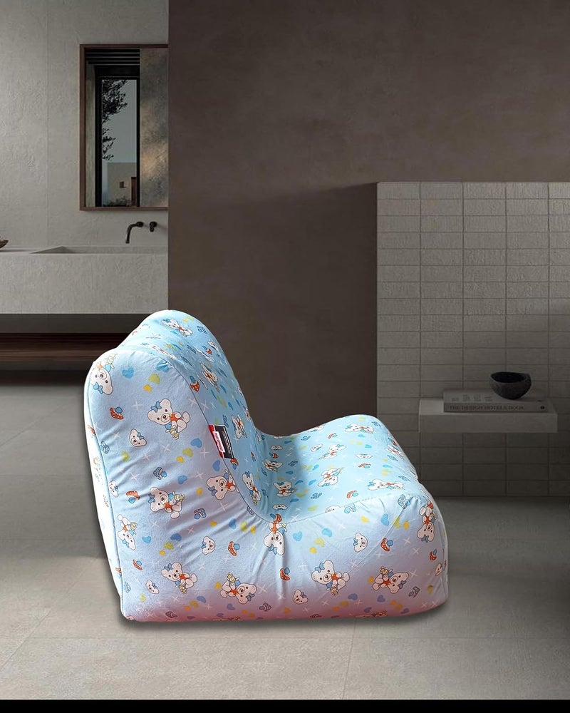 Mollismoons Bean Chair for Kids 512years Kids Chairs for 2 to 5 Years Bean Bag for Kids Soft Comfy Chair for Kids Room Animal Print bean bag with beans filled for kids Animal Print teddy bear Sky Blue  - Image 1
