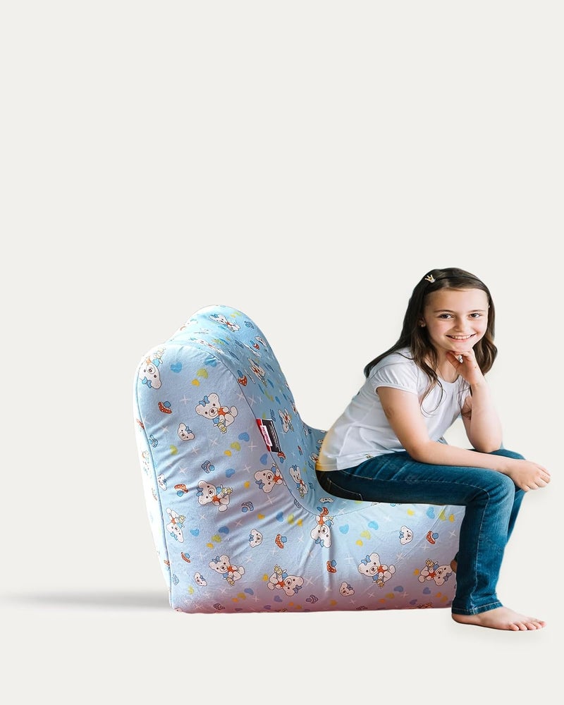 Mollismoons Bean Chair for Kids 512years Kids Chairs for 2 to 5 Years Bean Bag for Kids Soft Comfy Chair for Kids Room Animal Print bean bag with beans filled for kids Animal Print teddy bear Sky Blue  - Image 4