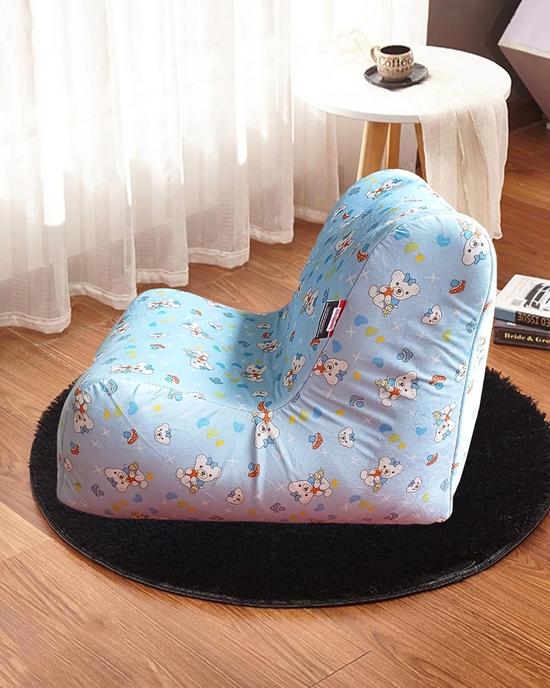 Mollismoons Bean Chair for Kids 512years Kids Chairs for 2 to 5 Years Bean Bag for Kids Soft Comfy Chair for Kids Room Animal Print bean bag with beans filled for kids Animal Print teddy bear Sky Blue  - Image 3