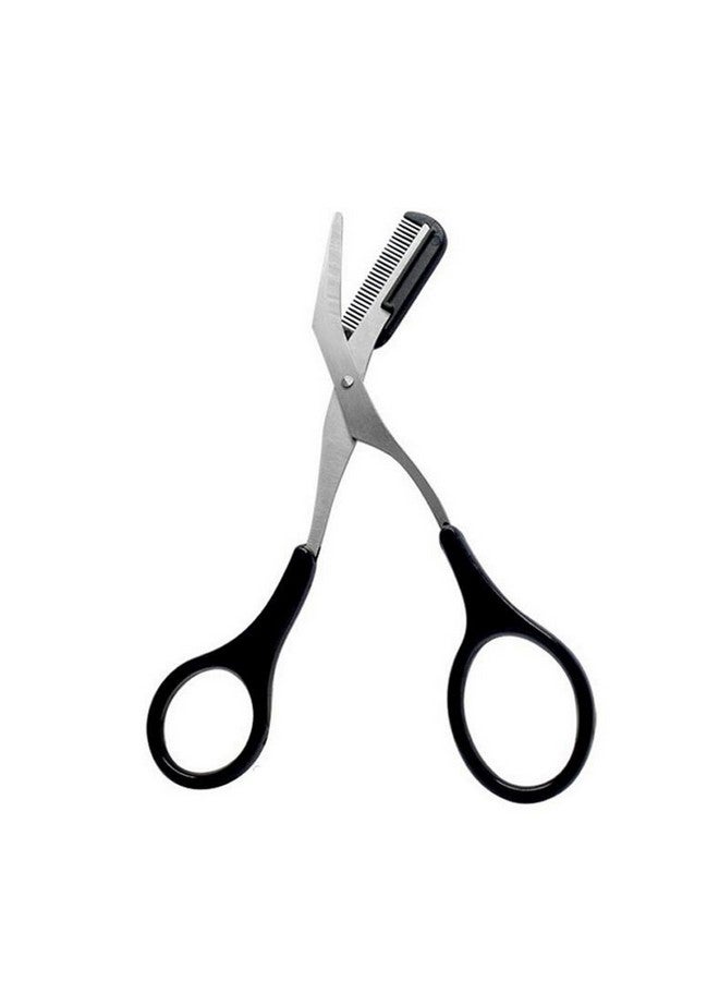 UPSTORE 1Pcs Black Professional Stainless Steel Eyebrow Grooming Shear Scissors With Plastic Comb(Detachable) Eyebrow Eyelash Hair Removal Shaper Shaping Tool Makeup Beauty Accessories For Men And Women - Image 1