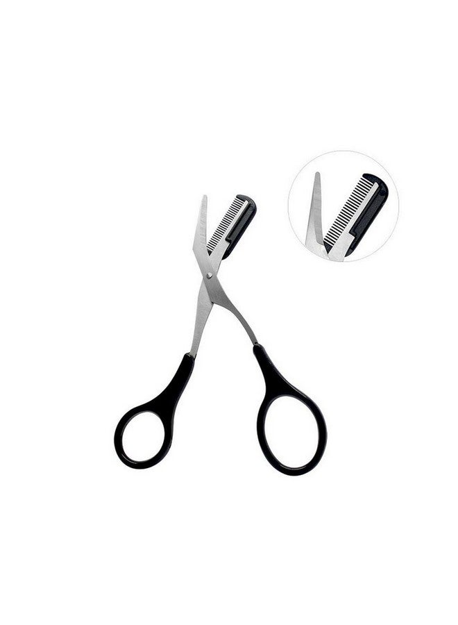 UPSTORE 1Pcs Black Professional Stainless Steel Eyebrow Grooming Shear Scissors With Plastic Comb(Detachable) Eyebrow Eyelash Hair Removal Shaper Shaping Tool Makeup Beauty Accessories For Men And Women - Image 2