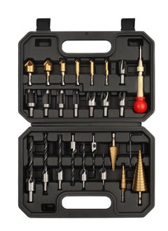 Excefore 26 Pack Woodworking Chamfer Drilling Tools, Including Countersink Drill Bits, Wood Plug Cutter, Step Drill Bit, Center Punch, L-Wrench, for Hardened Metal, Stainless Steel, Cast Iron & Wood Plastic  - Image 1