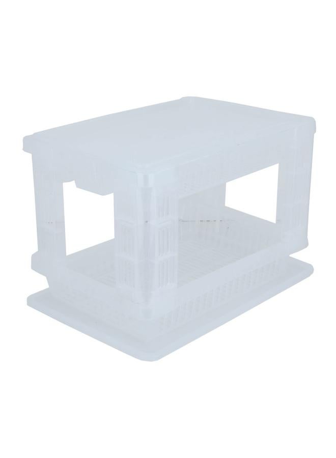 برووف حامل أطباق بلاستيكي مكون من طبقتين 42 × 39 سم، أبيض - Image 2