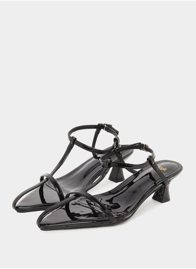 Styli Plain Strappy Kitten Heel Sandals  - Image 2