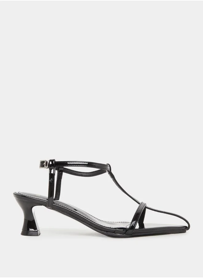 Styli Plain Strappy Kitten Heel Sandals