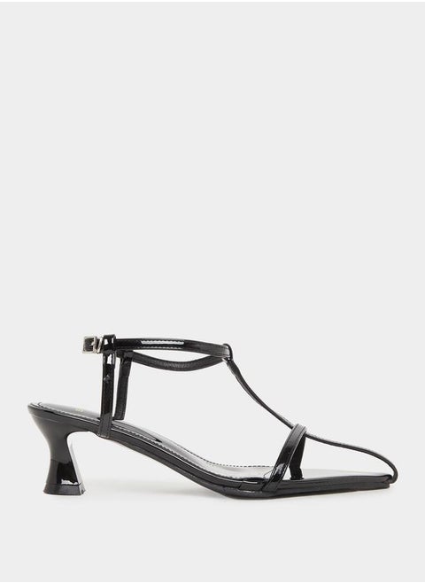 Plain Strappy Kitten Heel Sandals