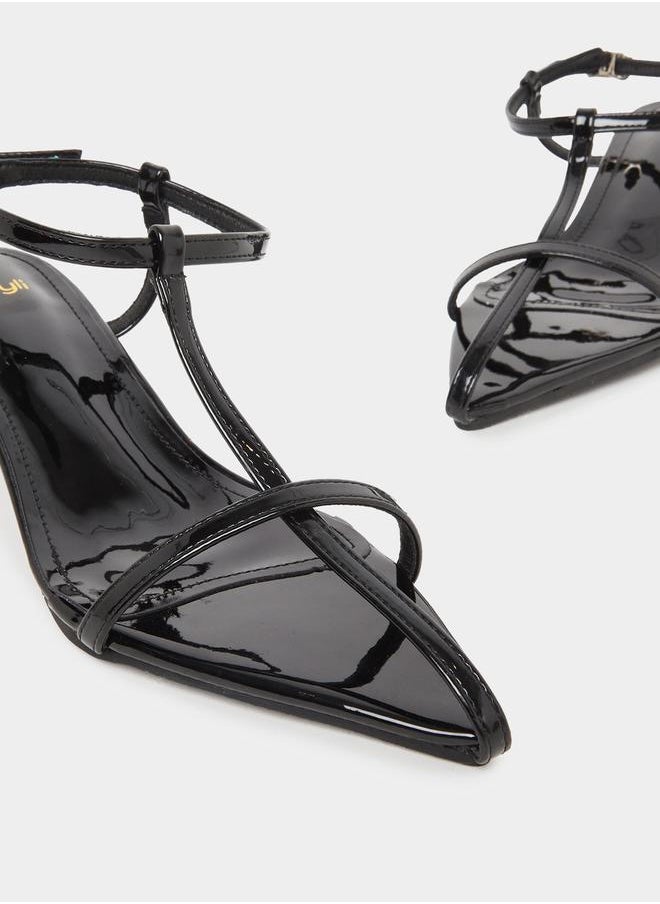 Styli Plain Strappy Kitten Heel Sandals  - Image 4