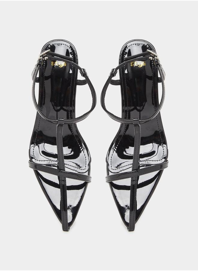 Styli Plain Strappy Kitten Heel Sandals  - Image 5