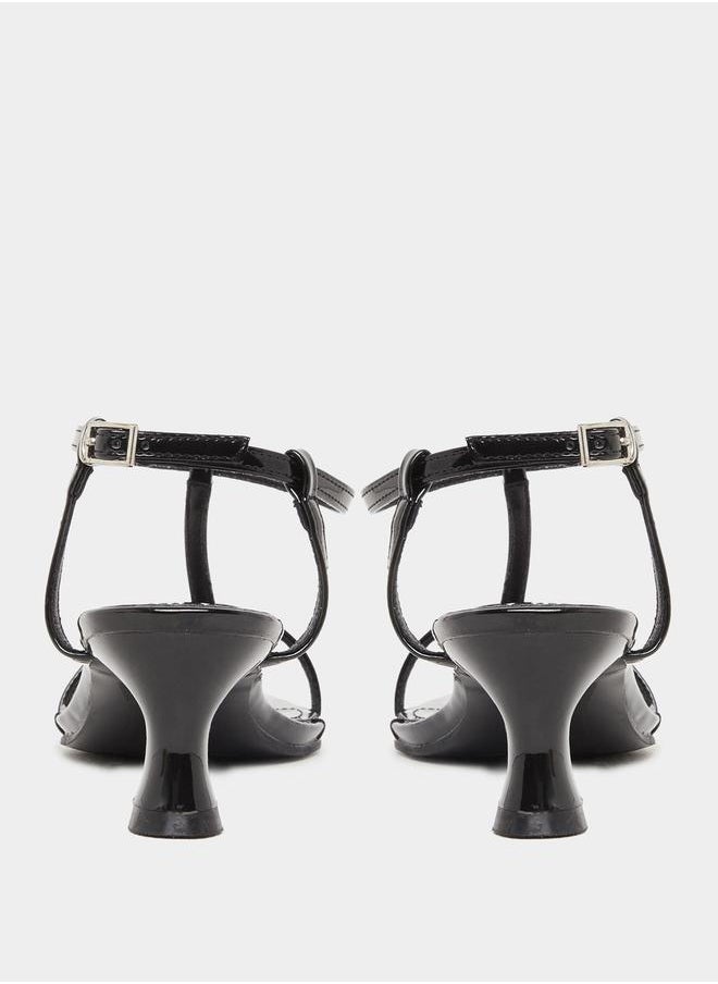 Styli Plain Strappy Kitten Heel Sandals  - Image 3