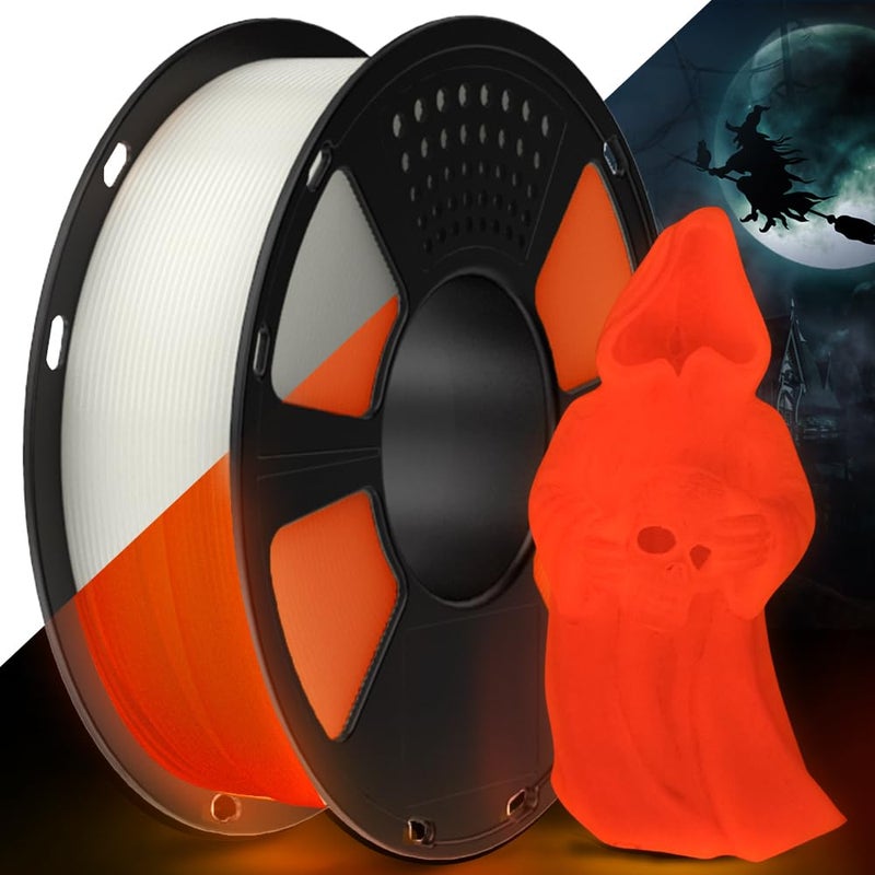 Geeetech Glow in The Dark PLA Orange Red Filament, 3D Printing Luminous Filament 1.75mm, Best with UV Lamps, 1kg Spool (2.2lbs), Dimensional Accuracy +/- 0.02 mm, Fit Most 3D Printers - Image 1
