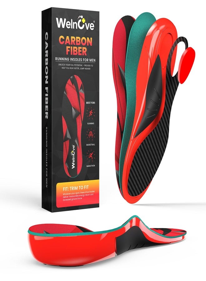 Welnove Carbon Fiber Insoles for Men: Enhance Sport Performance in Running & Jump for Athletes, Plantar Fasciitis Relief Inserts, XXXL, 13.5-14 Women, 12-13 Men - Image 1