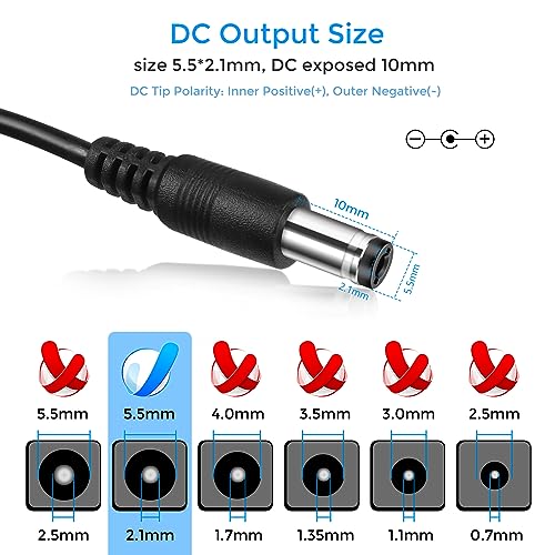 LightingWill 12V Power Supply, 24W Power Adapter, 110V AC to 12V 2A DC Converter, Wall Plug Transformer for 12 V Devices with 5.5/2.1mm DC Connector - Image 3