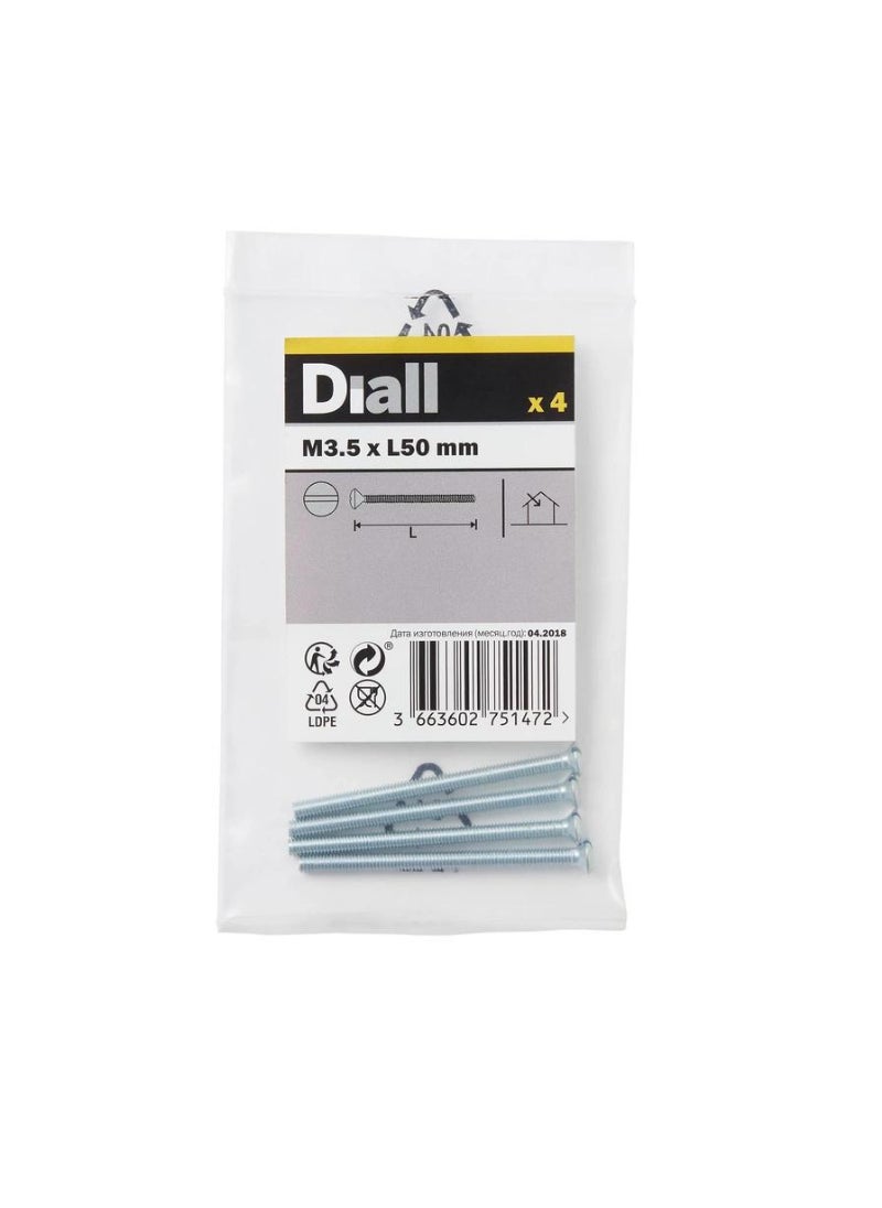 ACE Diall Zinc-Plated Carbon Steel Switch Box Screw Pack M3.5 x 50mm 4Pcs 