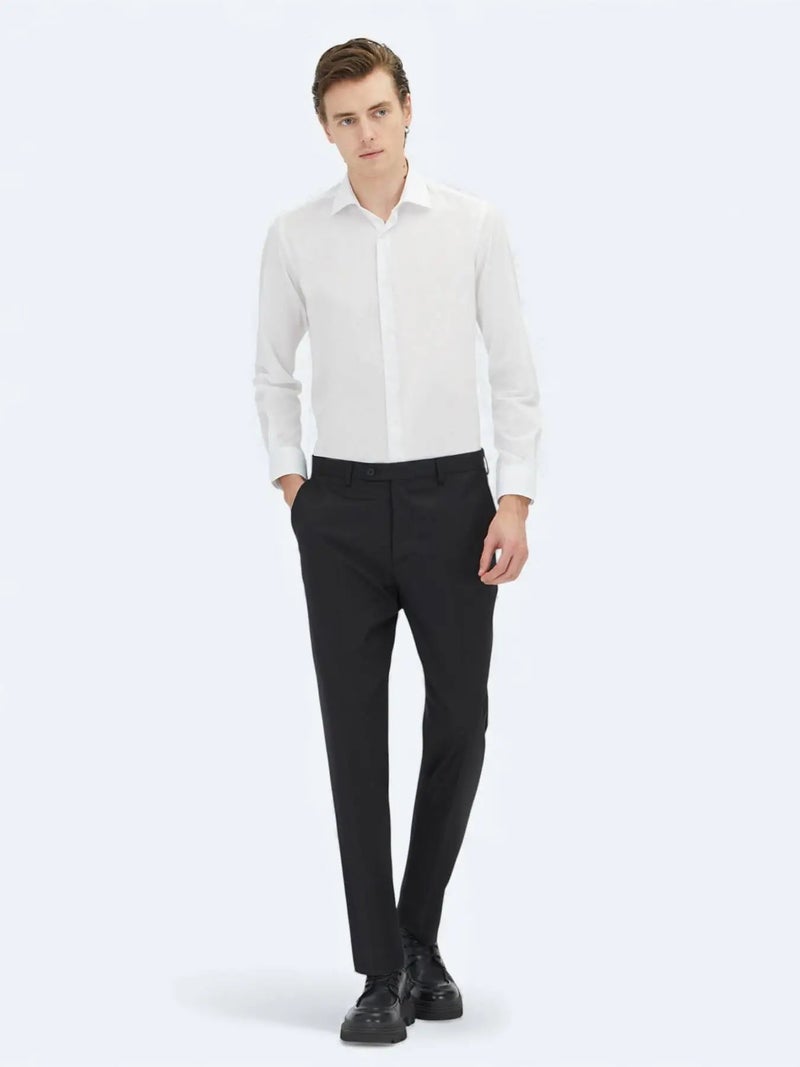 Kip White Regular Fit Weaving Classical Cotton Blended Shirt - Image 2